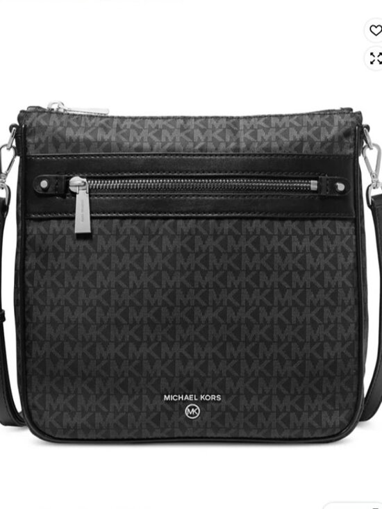 Michael Kors Handbags - NWT Michael Kors Black/Gray MK Monogram Crossbody Bag- Water Resistance- OBO!